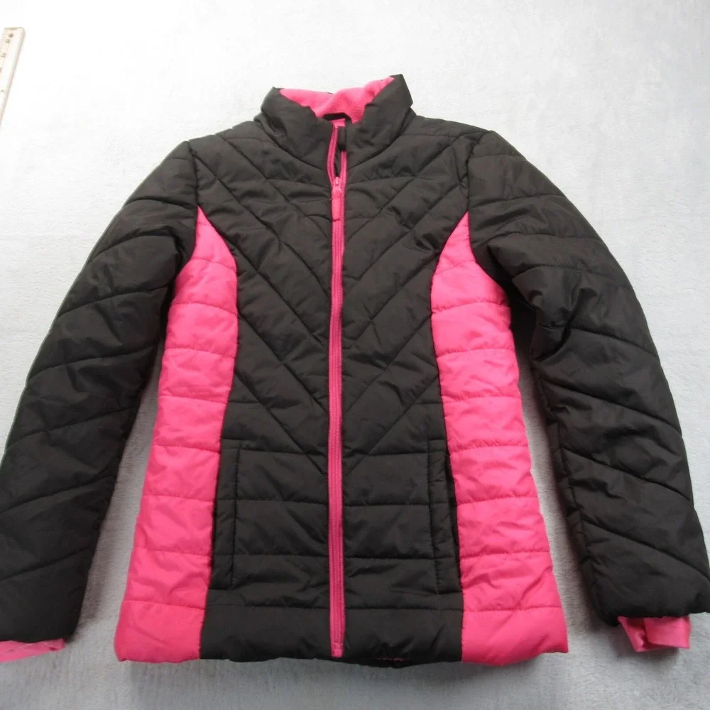 Roebuck & Co Jacket Youth Medium 10/12 Pink Colorblock Full Zip Insulated Winter
